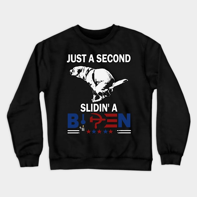 Dog Just A Second Slidin' A Biden Crewneck Sweatshirt by Marcelo Nimtz